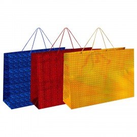 Пакет подарочный (1 шт.) 50x70x16см, "BIG SIZE", голография, ассорти 3 цвета, ЗОЛОТАЯ, 609732