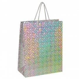 Пакет подарочный 32x26x13см (L) НАБОР 4шт, голография, ассорти 4 цвета, ЗОЛОТАЯ СКАЗК, 609734