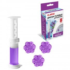 Диски гелевые для унитаза 44г LAIMA "Лаванда", 8 штук, 609784, 609794