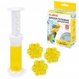 Диски гелевые для унитаза 44г LAIMA "Лимон", 8 штук, 609795