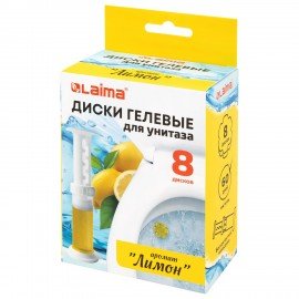 Диски гелевые для унитаза 44г LAIMA "Лимон", 8 штук, 609795