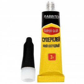 Клей секундный суперклей УЛЬТРАПРОЧНЫЙ, набор 2х3 грамма, RABBITEX, 609813