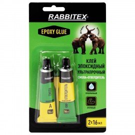 Клей эпоксидный смола+отвердитель, две тубы, суперпрочный, 2х16 мл, RABBITEX, 609816
