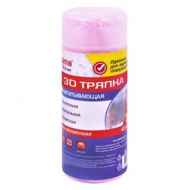 Салфетка протирочная 3D-СУПЕРВПИТЫВАЮЩАЯ PVA замша 43x32 см в тубе розовая LAIMA HOME, 609973