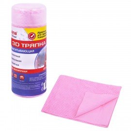 Салфетка протирочная 3D-СУПЕРВПИТЫВАЮЩАЯ PVA замша 43x32 см в тубе розовая LAIMA HOME, 609973