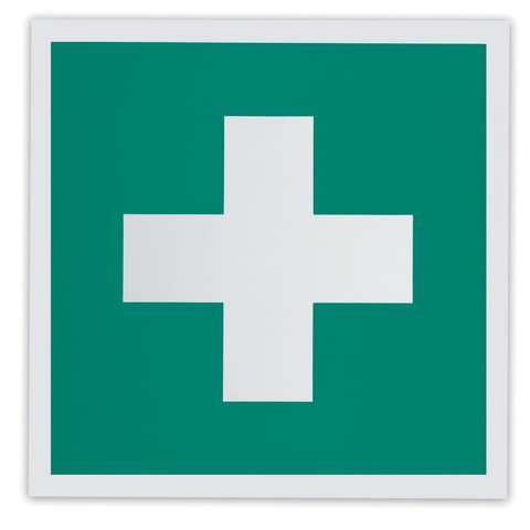 Знак "Аптечка первой медицинской помощи", 200х200 мм, самоклейка, фотолюминесцентный, ЕС 01