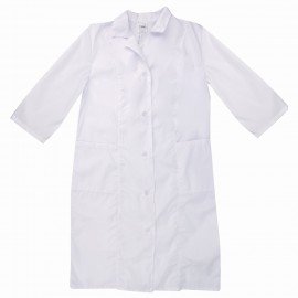 Халат медицинский женский белый, рукав 3/4, тиси, размер 52-54, рост 158-164, плотность ткани 120 г/м2, 610748