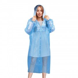 Дождевик-плащ синий на кнопках полиэтиленовый, универсальный размер 120x80 см, SHAMAANI (ШАМААНИ), 610929