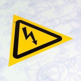 Знак "Опасность поражения электрическим током", КОМПЛЕКТ 10 штук, 150 мм, пленка, W08