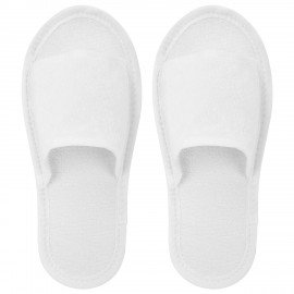 Тапочки одноразовые махровые "Классик" открытые, 1 пара, размер 38-42, белые, SMZ
