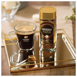 Кофе молотый в растворимом NESCAFE "Gold" 190 г, стеклянная банка, сублимированный, 12135508