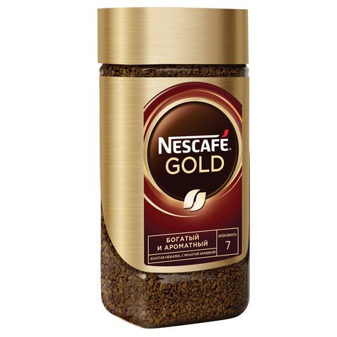 Кофе молотый в растворимом NESCAFE "Gold" 95 г, стеклянная банка, сублимированный, 12326188