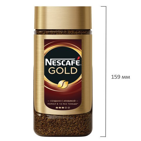 Кофе молотый в растворимом NESCAFE "Gold" 95 г, стеклянная банка, сублимированный, 12326188