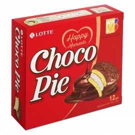 Печенье LOTTE "Choco Pie" ("Чоко Пай"), прослоенное, глазированное, в картонной упаковке, 336 г (12 штук х 28 г)