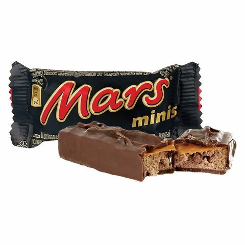 Батончики шоколадные мини MARS "Minis" с нугой и карамелью в молочном шоколаде, 182 г, 2261