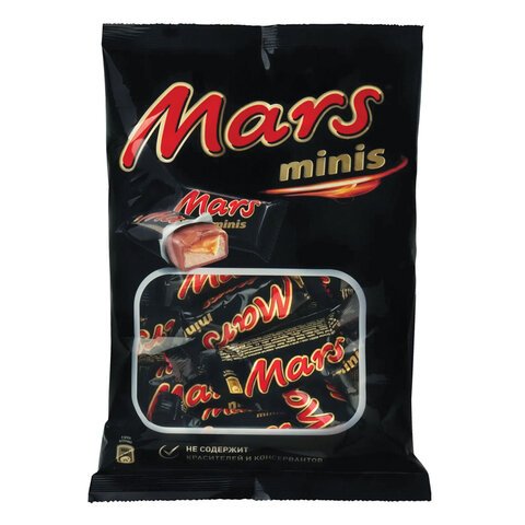 Батончики шоколадные мини MARS "Minis" с нугой и карамелью в молочном шоколаде, 182 г, 2261