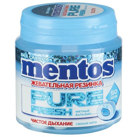 Жевательная резинка MENTOS Pure Fresh "Свежая мята", 50 подушечек, 100 г, банка, 20798