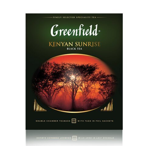 Чай GREENFIELD "Kenyan Sunrise" черный кенийский, 100 пакетиков в конвертах по 2 г, 0600-09