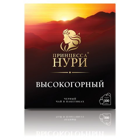 Чай ПРИНЦЕССА НУРИ "Высокогорный" черный, 100 пакетиков по 2 г, 0201-18-А6