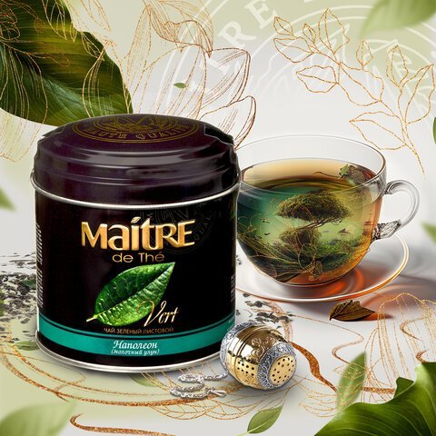 Чай листовой MAITRE "Наполеон" улун молочный 100 г, жестяная банка, бар030р