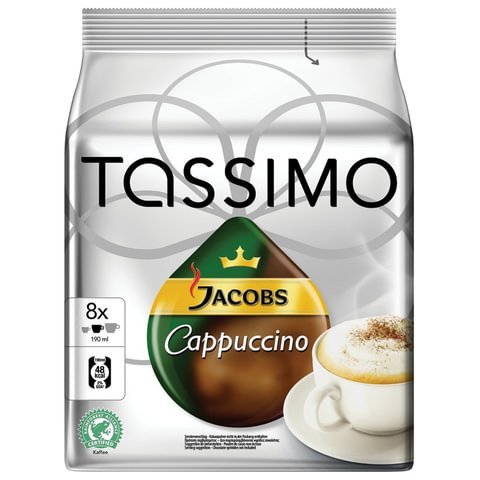 Кофе в капсулах JACOBS "Cappuccino" для кофемашин Tassimo, 8 порций (16 капсул), ГЕРМАНИЯ, 8052279