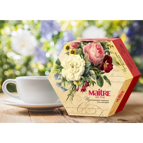 Чай MAITRE "Цветы" ассорти 12 вкусов, НАБОР 60 пакетиков, баж 082