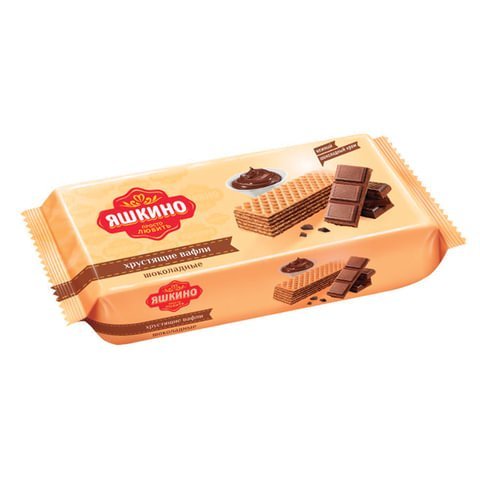 Вафли ЯШКИНО "Шоколадные" с шоколадной начинкой, 300 г, ЯВ157