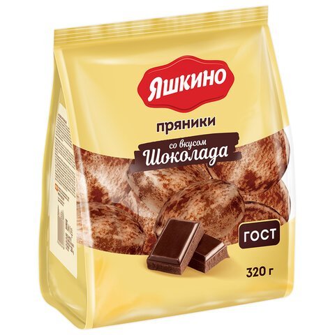 Пряники ЯШКИНО "Шоколадные" мягкие в двойной глазури, 350 г, ЯП901