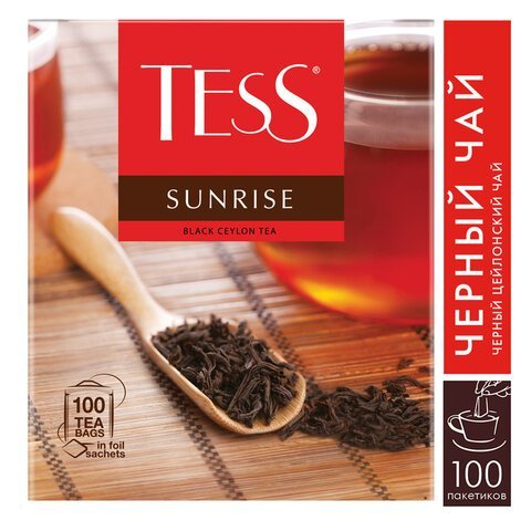 Чай TESS "Sunrise" черный цейлонский, 100 пакетиков в конвертах по 1,8 г,, 0918-09