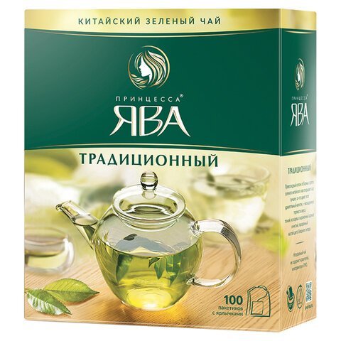 Чай ПРИНЦЕССА ЯВА зеленый, 100 пакетиков по 2 г, 0880-18