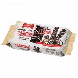 Печенье БЕЛОГОРЬЕ "Пальчики оближешь", сдобное в темной глазури с декором, 265 г, 30-85