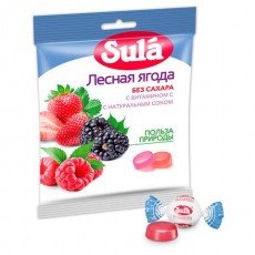 Карамель леденцовая SULA (Зула) "Лесные ягоды", без сахара с витамином С, 60 г, 86639