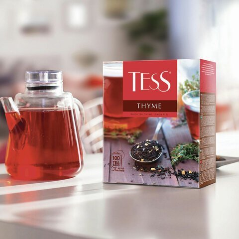 Чай TESS "Thyme" черный с чабрецом и цедрой лимона, 100 пакетиков в конвертах по 2 г, 1185-09