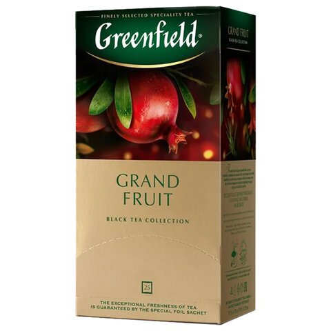 Чай GREENFIELD "Grand Fruit" черный с гранатом, гибискусом, розмарином, 25 пакетиков в конвертах по 1,5 г, 1387-10