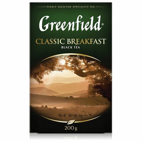 Чай листовой GREENFIELD "Classic Breakfast" черный крупнолистовой 200 г, 0792-10