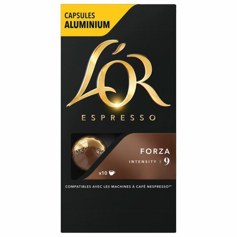 Кофе в алюминиевых капсулах L'OR "Espresso Forza" для кофемашин Nespresso, 10 порций, ФРАНЦИЯ, 4028605