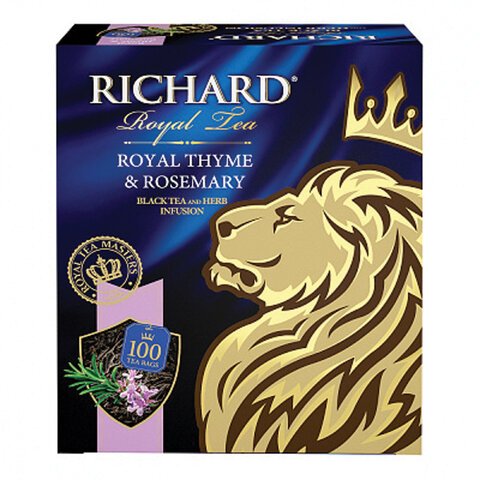 Чай RICHARD "Royal Thyme & Rosemary" черный с чабрецом и розмарином, 100 пакетиков по 2 г, 100647