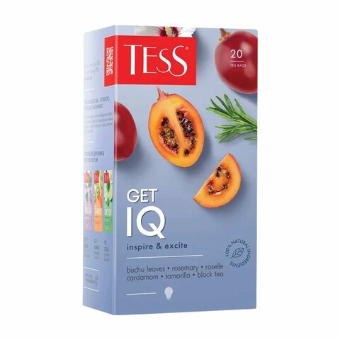 Чай TESS "Get IQ" черный с кардамоном, розмарином, гибискусом, 20 пакетиков в конвертах по 1,5 г, 1671-12