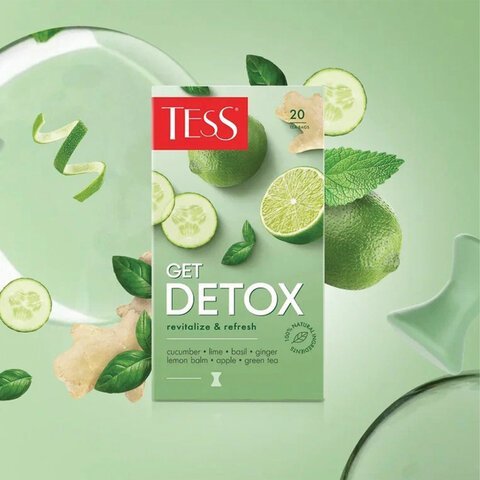 Чай TESS "Get Detox" зеленый с пряностями и цитрусом, 20 пакетиков в конвертах по 1,5 г, 1669-12