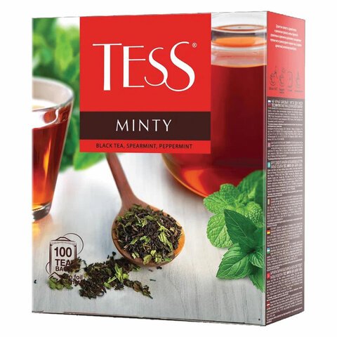 Чай TESS "Minty" черный с мятой, 100 пакетиков в конвертах по 1,5 г, 1663-09