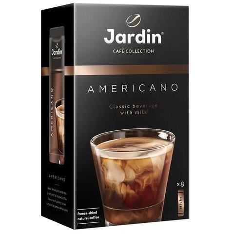 Кофе растворимый порционный JARDIN "3 в 1 Американо", КОМПЛЕКТ 8 пакетиков по 15 г, 1691-10
