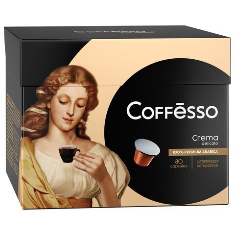 Кофе в капсулах 80 порций для Nespresso, COFFESSO "Crema Delicato", арабика 100%, 101737