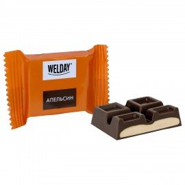 Шоколад порционный WELDAY (ВЭЛДЭЙ) Ассорти 6 вкусов, 810 г (54 плитки по 15 г), пакет, 622409