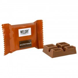 Шоколад порционный WELDAY (ВЭЛДЭЙ) Ассорти 6 вкусов, 810 г (54 плитки по 15 г), пакет, 622409