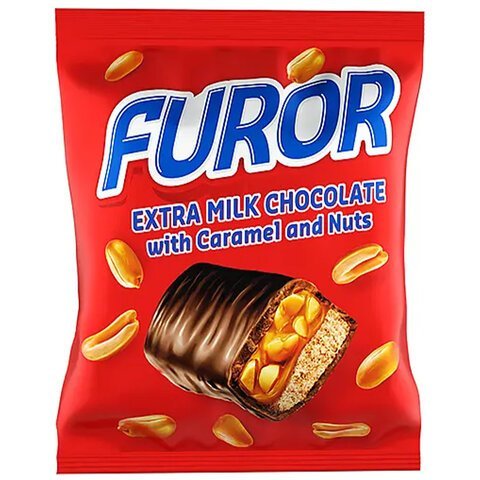 Конфеты шоколадные FUROR с нугой, карамелью и арахисом, в молочном шоколаде, 500 г, НК840