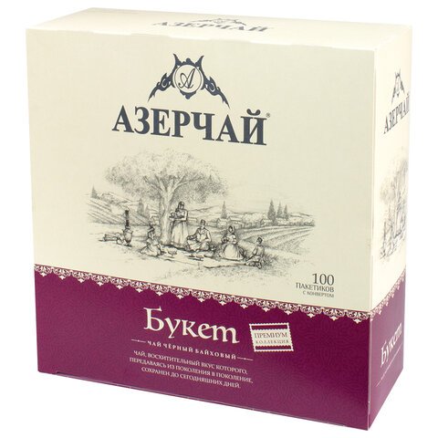 Чай АЗЕРЧАЙ "Premium collection" чёрный, 100 пакетиков в конвертах по 1,8 г, 415234