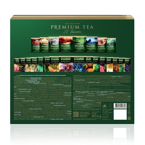 Чай GREENFIELD "Premium Tea Collecton" ассорти 24 вкусов, НАБОР 96 пакетиков, 1782-08