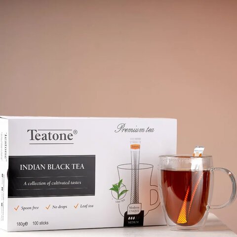 Чай TEATONE черный индийский, 100 стиков по 1,8 г, 1246