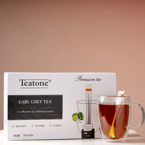 Чай TEATONE черный с ароматом бергамота, 100 стиков по 1,8 г, 64