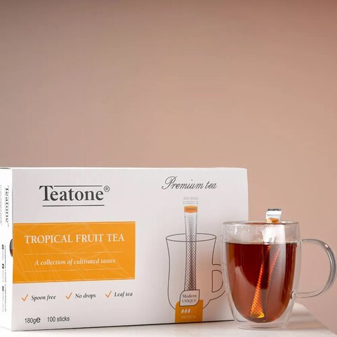Чай TEATONE черный с ароматом тропических фруктов, 100 стиков по 1,8 г, 1247
